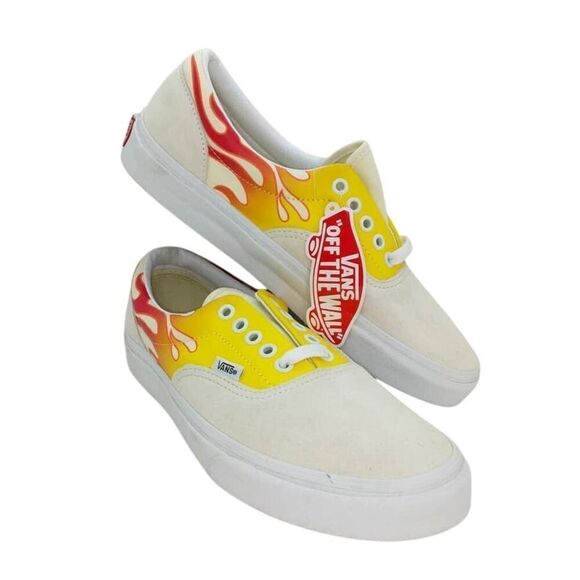 VANS Era /Flame Women's NEW w/Tags White & Flames Designer Sneakers - sz. 9 1/2 - Picture 1 of 6